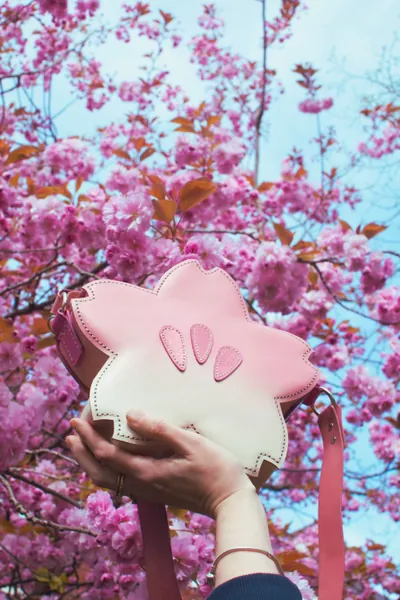 Animal Crossing Inspired - Cherry Blossom Pochette Kit - Make your own - Craft Kit - Leathercraft - Leather Bag