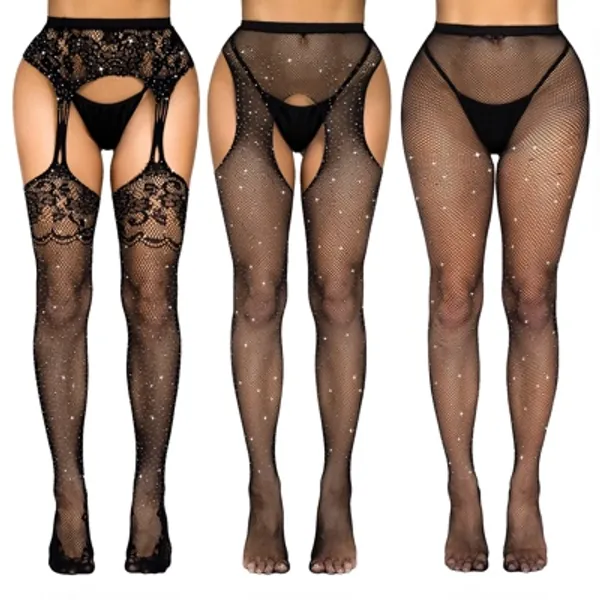 Fishnet Stockings High Waist Sparkly Tights for Women