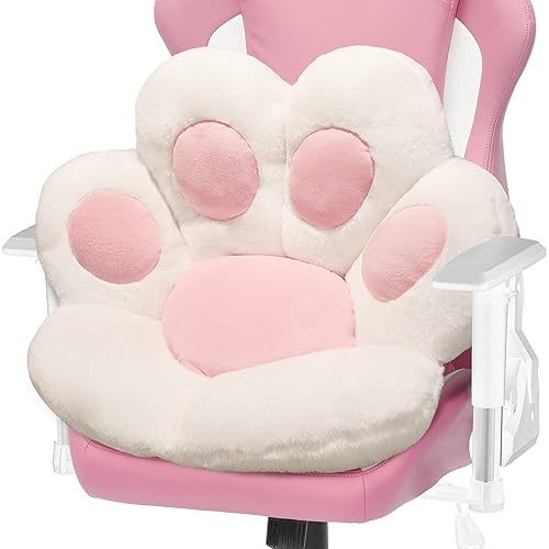 ELFJOY Comfy Chair Cushion Plush Cat Paw Cushion Kawaii Home Decor Cat Pillow for Office and Computer Gaming Chair (80 * 70cm, White) - 80*70cm - White