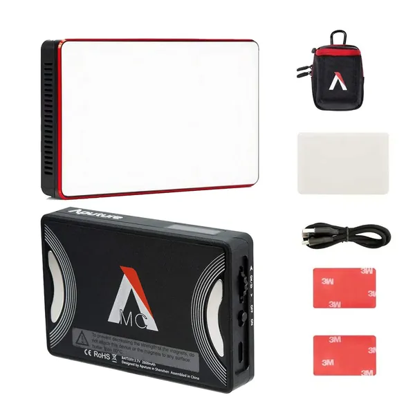 Aputure Amaran MC RGBWW Mini On Camera Video Light,3200K-6500K,CRI/TLCI 96+,HSI Mode,Support Magnetic Attraction and App with USB-C PD and Wireless Charging - 