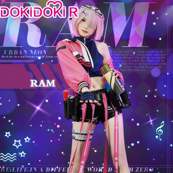 DokiDoki-R Anime Re Life in a different world from zero Rem/Ram Neon City Cosplay Costume Women | Ram / S