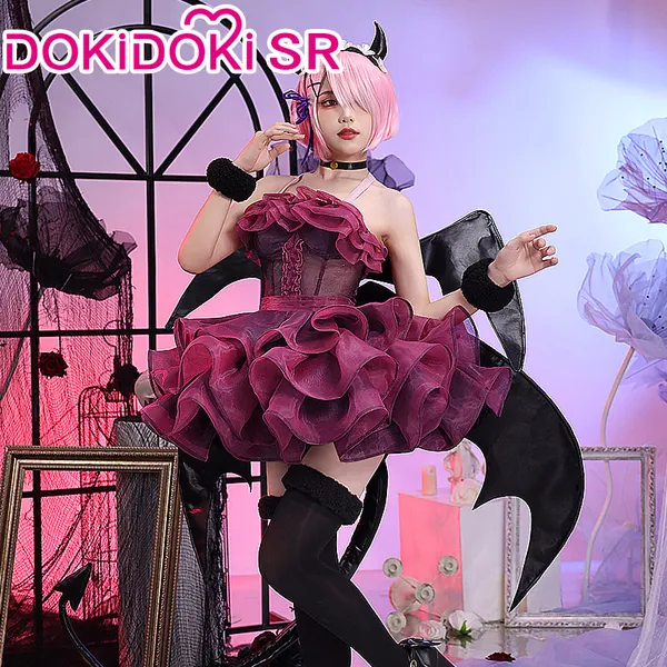 DokiDoki-SR Anime Game Re Zero Rem Ram Cosplay Women Angel / Devil Costume | Ram-Devil-S