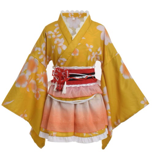 GRACEART Japanischer Kimono Robe Anime Cosplay Kostüm Kleid - XXL Gelb
