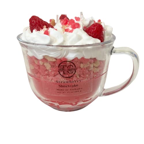 Tamese's Creations Strawberry Shortcake Candle| Creamy Whipped Topping | Juicy Strawberries |Cake Crumble|13 oz/ 369g | Made in USA - Strawberry Shortcake