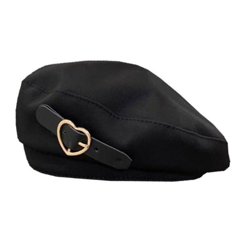 E-girl Heart Buckle Beret | Standart / Black