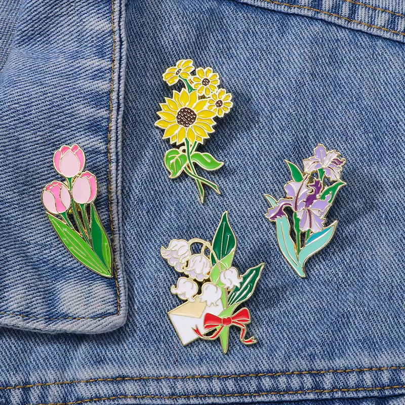 Creative Cartoon Plants Flowers Metal Enamel Badge Pin Garden Style Greenery Sunflower Clothing Bag Accessories Brooch Jewelry - AliExpress 