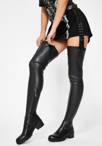 Surgical Belted Thigh High Boots | BLACK / US 7 1/2