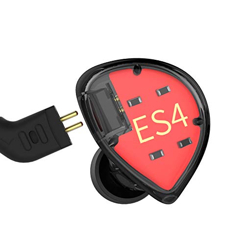 In-ear Earbuds Yinyoo KZ ES4 Extra Bass High Fidelity Earbuds with Microphone Balanced Armature Driver Hybrid Technology Earphones Headset Over Ear Noise Cancelling Headphones Wired Earhook(black mic) - Black - with mic - with mic