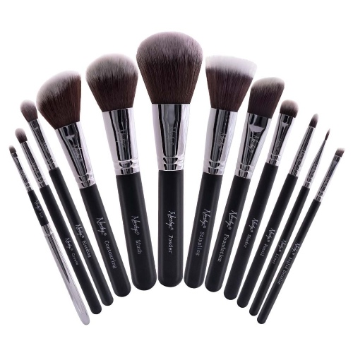 Masterful Collection 12 Piece Makeup Brush Set - Onyx Black