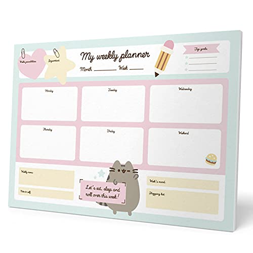 Official Pusheen A3 Desk Pad with Daily, Weekly and Monthly Calendar, Desktop Planner, Desktop Note Pad, 54 Undated Tear Off Sheets, 11.7 x 16.5 inches, To Do List - Kawaii Stationery (A3 SIZE) - Multicolor