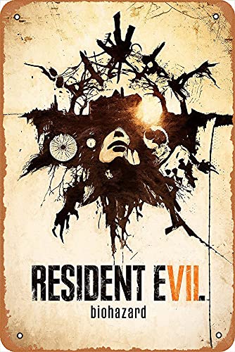 Wall Decor Sign - Resident Evil 7 Biohazard Poster - 8X12 Inch Vintage Look Metal Sign,Bar, Man Cave Art Decoration