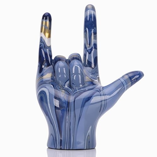 I Love You Hand Gesture Statue, Purple Home Decor, Hand Statues for Home Room Office Coffee Table Wedding Dining Table Re Living Room Decor and Accessories - Purple Love