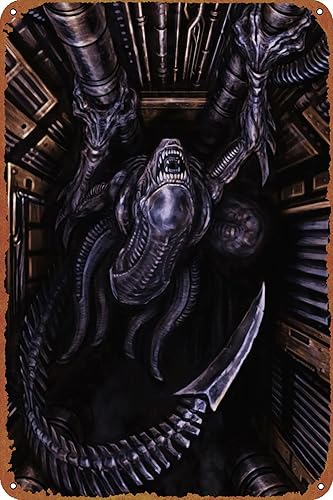 Alien Xenomorph Crawling Movie Poster Tin Metal Sign Vintage Wall Plaque Decor 8x12 Inch