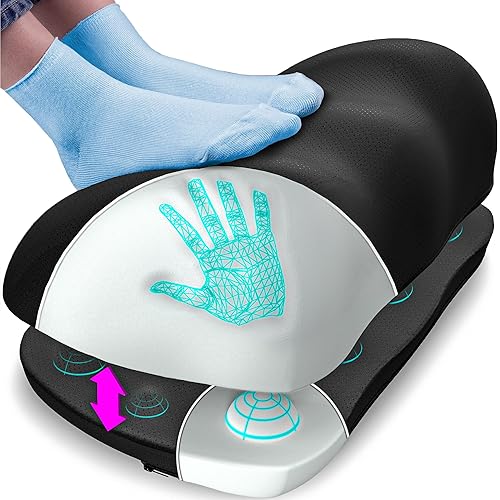 Everlasting Comfort Adjustable Cloud Foot Rest for Under Desk at Work with Pressure Point Nodes - Ergonomic Memory Foam Office Foot Stool & Desk Footrest for Gaming & Home Office, Supports Posture - Standard - B. Upgraded Black