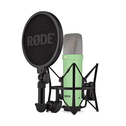 RØDE NT1 Signature Series Large-Diaphragm Condenser Microphone with Shock Mount, Pop Filter and XLR Cable for Music Production, Vocal Recording, Streaming and Podcasting (Green) - Green - NT1 Signature Series