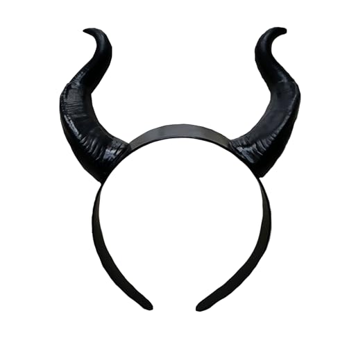 Kistreao Halloween Devil Horns Headband Black Demon Horns Hair Bands Halloween Hair Accessories for Women Halloween Party Supplies