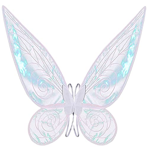 Fairy Wings Dress Up Sparkling Sheer Wings Butterfly Fairy Halloween Costume Angel Wings for Kids Girls Women - Large Pink