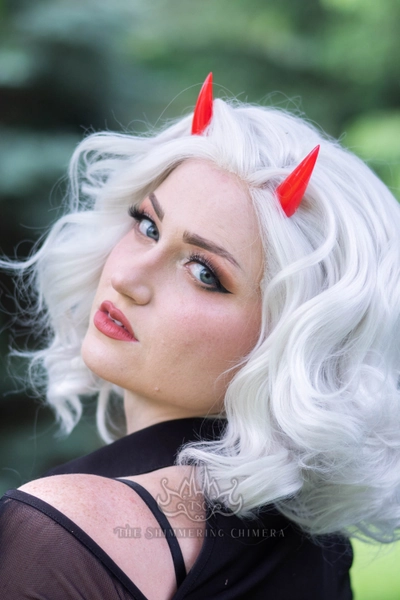 Red Resin Cast Chibi Horns - Oni / Demon / Devil / Dragon / Monster Horns for Costumes, Cosplay, Halloween, Ren Faire