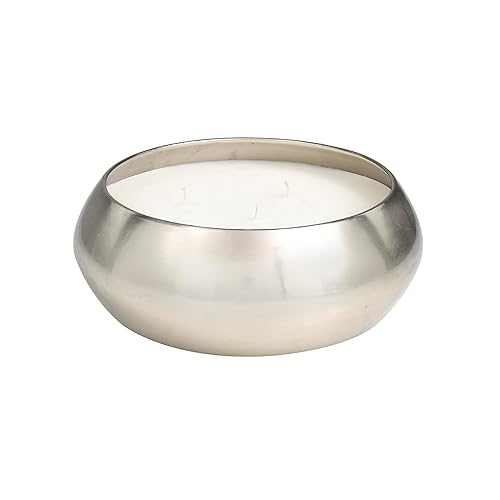 Deco 79 Metal Candle Sweet Bamboo Scented Wide 125 oz 5 Wick with White Wax, 11" x 11" x 4", Silver