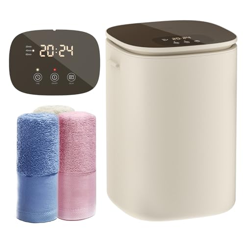 DOACE® Towel Warmer Bucket, 26L Large Towel Warmers with Auto Keep Warm Feature, Heat Time 20/40/60 Min Adjustable and Delay Time Up to 24 Hours, Hot Towel Warmer for Bathroom, Ideal Gift for Father - Black Brown - 26L