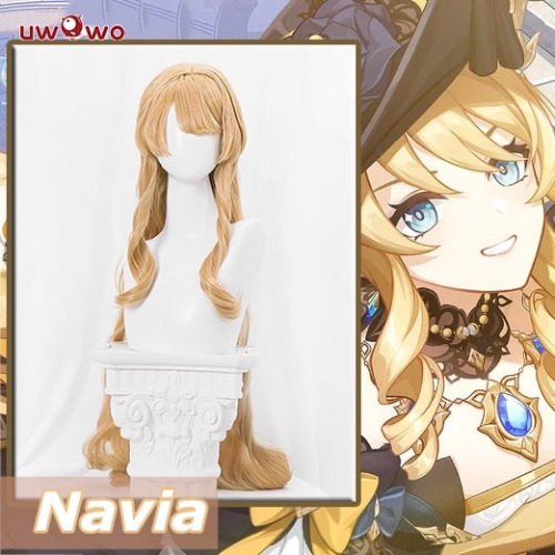 Uwowo Genshin Impact Navia Fontaine Cosplay Wig Light Yellow Long Hair | Default Title