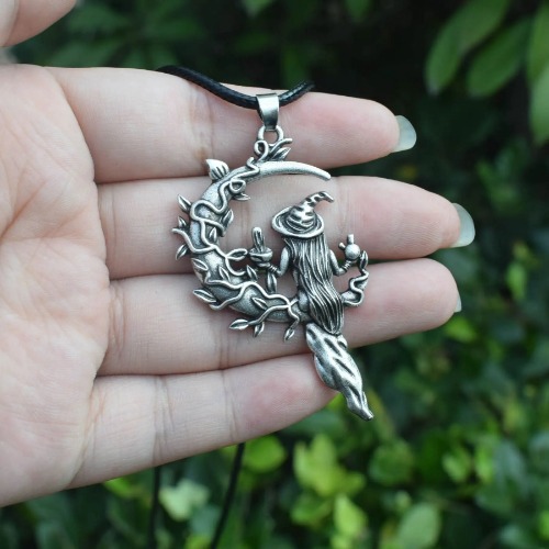 Gothic Mysterious Moon Witch Pendant Necklace - 02