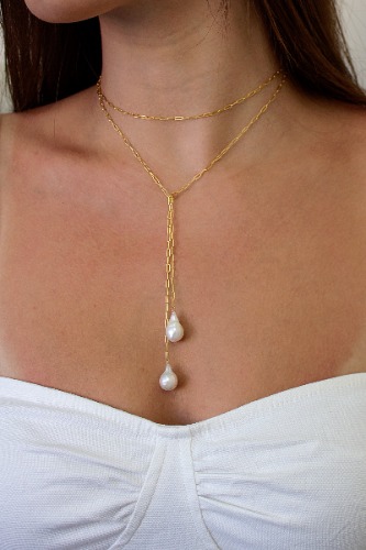 Breathless Tie Lariat Necklace | 14k gold filled