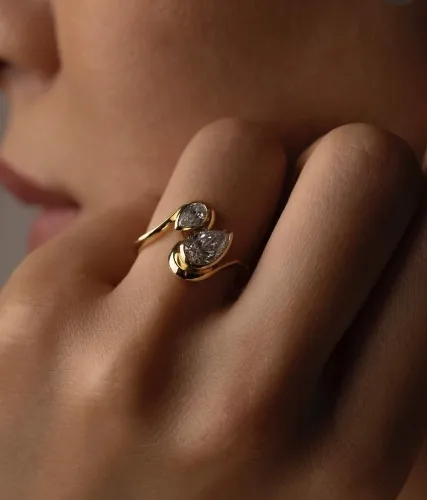 Double Pear Diamond Ring