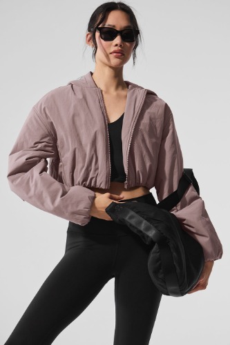 Cropped Mountain Peak Full-Zip Hoodie - Mushroom | Mushroom / XS