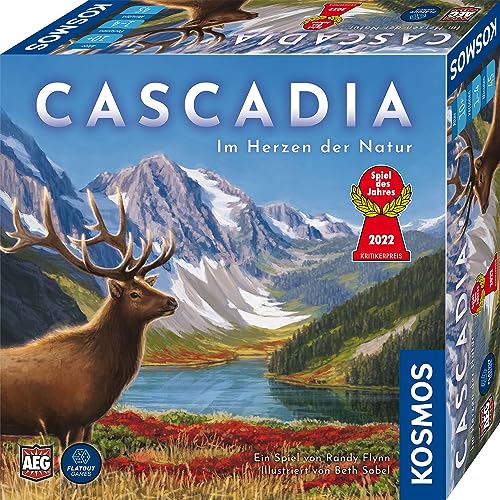 KOSMOS 682590 Cascadia - Im Herzen der Natur, Spiel des Jahres 2022, Brettspiel mit Holz-Elementen, Familienspiel für 1-4 Personen ab 10 Jahren, Gesellschaftsspiel - Grundspiel Cascadia