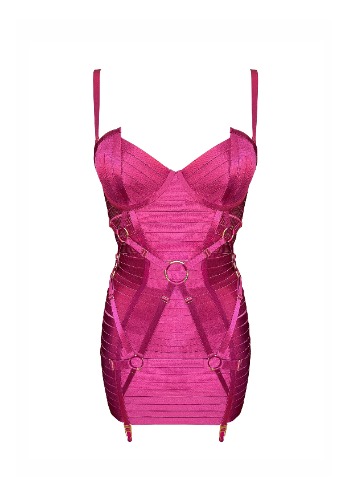 Adjustable Bondage Angela Dress | Magenta / L