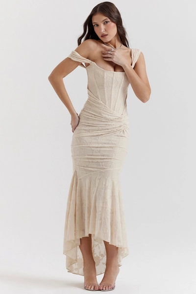 Clothing : Maxi Dresses : 'Cesca' Vintage Cream Floral Maxi Dress