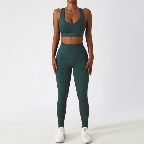 Cloud Seamless Set (Leggings + Top) - Forest Green / L