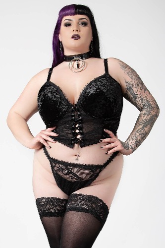 Be Veiled Lace Panty [PLUS] - 4XL / Black / 90% Nylon 10% Elastane