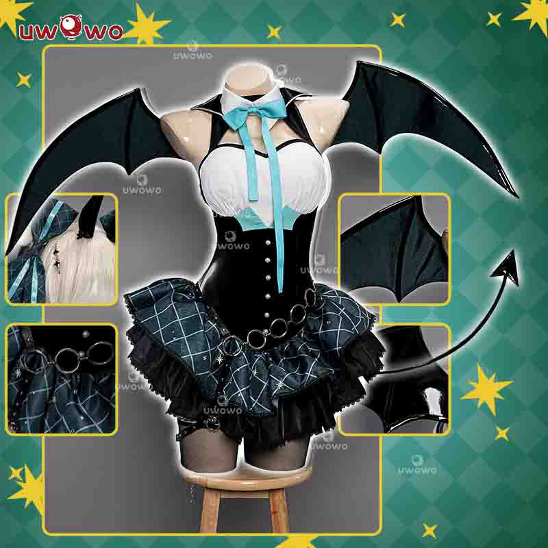 Uwowo V Singer Rascal Collab Devil Wings Gothic Halloween Cosplay Costume - 【In Stock】L