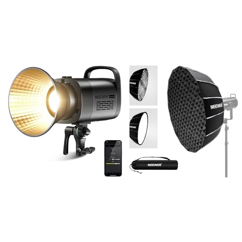 NEEWER CB60B 70W LED Video Light with 33.5"/85cm Parabolic Softbox Kit, 2.4G&APP Control, COB Bi Color 2700-6500K/12 Scenes/Bowens Mount Continuous Output Lighting for Studio Photography
