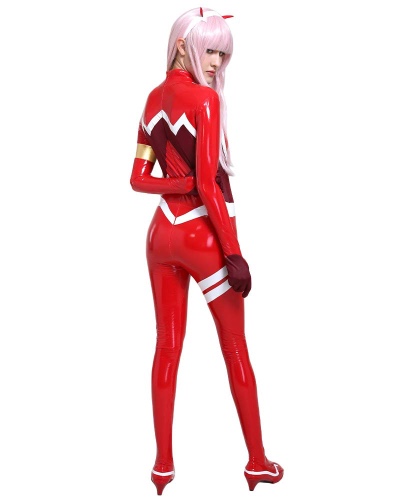 Cosplay.fm Women's Anime Cosplay Battle Suit Costume Red PU Leather Bodysuit - Small Red