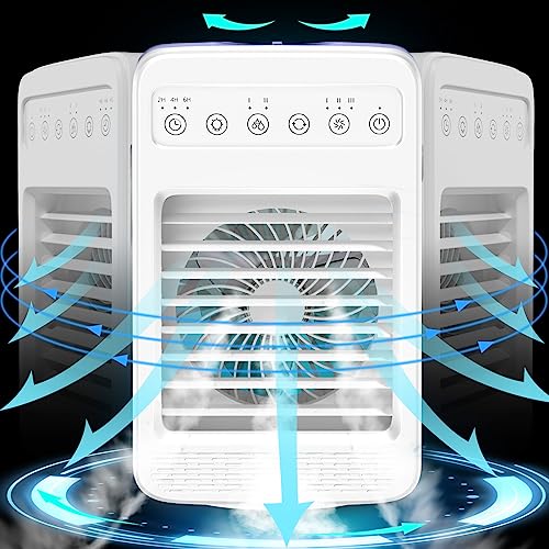 2023 Newest Upgraded Mini Air Conditioner,Air Conditioners Portable for Room,Oscillating Portable Small Ac with Timer,4 Speeds 2 Cool Mist,Small Air Conditioner for Room Kitchen Office Bedroom…