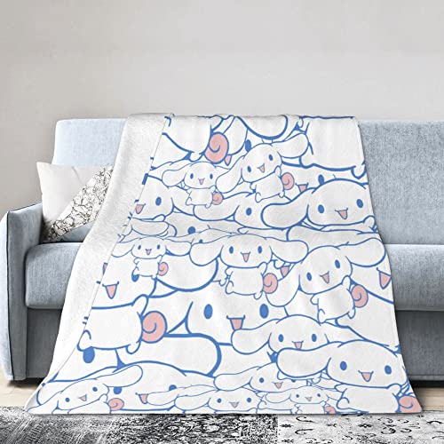 EVESKY Kawaii Blanket Cute Anime Throw Blankets for Girls Super Soft Flannel Bedding Set Couch Sofa Travelling Camping Gift 60''X50'' Black1 - 60"x50" - Black1