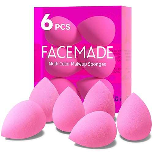 FACEMADE 6 PCS Makeup Sponges Set, Makeup Sponges for Foundation, Latex Free Beauty Sponges, Flawless for Liquid, Cream and Powder, Pink - 6PCS Pink
