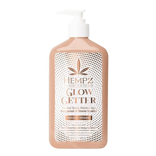 Hempz Glow Getter Body Lotion, Hydrating Moisturizer with Shimmer, 17 oz. - 500 ml (Pack of 1)