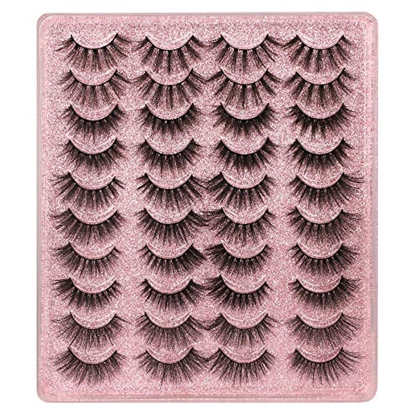20 Pairs False Eyelashes 3D Faux Mink Lashes Natural Look Wispy Fake Eyelashes ALPHONSE 16-20MM Fluffy Volume Long Thick Lashes Pack 5 Styles Mixed