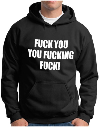 OM3® - Fuck You You Fucking Fuck Hoodie - Heren - Vulgär Derber Spreuk Fun Statement - Capuchontrui S - 5XL - XXL - Zwart