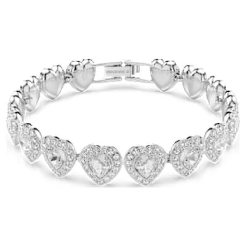 Ariana Grande x Swarovski Tennis bracelet, Mixed cuts, Heart, White, Rhodium plated