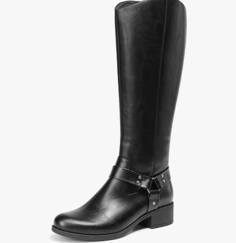 DREAM PAIRS Boots For Women Knee High, Comfortable Pull On Side Zipper Buckle Riding Boots