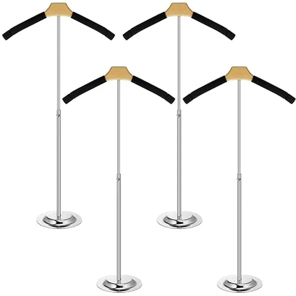 Qunclay Adjustable T Shirt Display Flexible Shoulder Stand Shirt Rack Portable Hanging Black Metal Clothes Hanger Rack for Clothing Garment Coat Retail Vendor, Height 16-27.9 Inch (4 Pcs) - 4