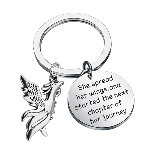 UJIMS Inspirational Phoenix Keychain New Beginning Gifts Started The Next Chapter Of Her Journey Rising Phoenix Jewelry - Phoenix Keychain
