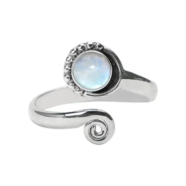 Raibow Moonstone Toe Ring 925 Sterling Silver Ring Feet Body Jewellery Handame Toe Ring Gemstone Adjustable Toering For Girls Women Gift Jewellery Raibow Moonstone Ring Midi Ring - Moonstone