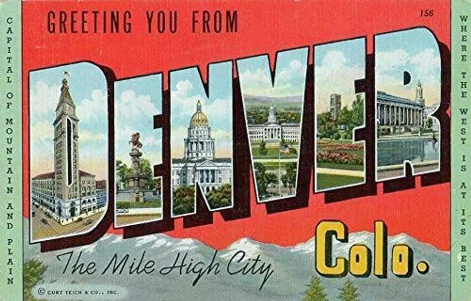 MAGNET 3x5 inch Vintage Art Greetings from Denver Sticker (co Travel rv Colorado) Magnetic Magnet Vinyl Sticker