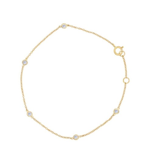Gold Anklet With Diamonds - 14K Rose Gold